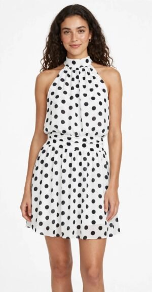 Vestido Poá Frente Única