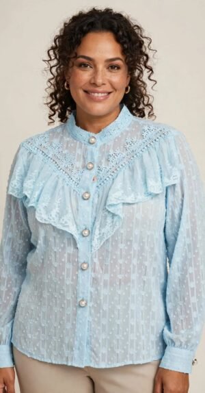 Blusa Azul com Babados