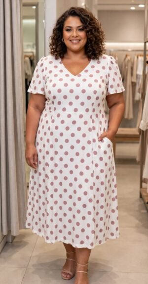 Vestido Plus Poliéster com Elastano – 46